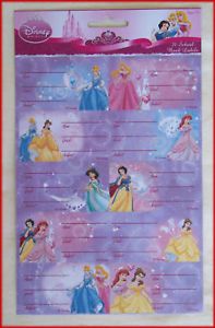 Disney Princess 20 Fun School Book Labels Stickers New