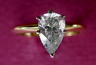 1 1 2 Carat Pear Shape Diamond Solitaire Engagement Ring 14k Gold
