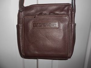 Vintage Fossil Brown Leather Cross Body Organizer Bag with Key Classic 75082