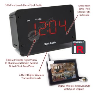 Alarm Clock Radio Digital Wireless Hidden Spy Camera w LCD IR Night Vision