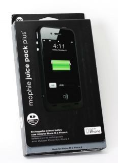 Mophie Juice Pack Plus Black Rechargeable iPhone 4 4S Battery Case New