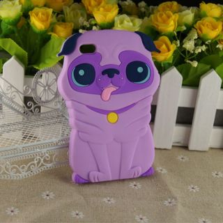 Cute 3D Dog Soft Back Cover Case for Apple iPod Touch 4 4G Purple