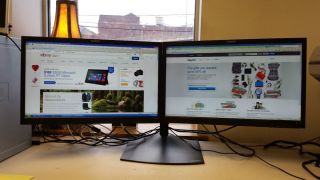 Dual Planar PL2210W 22 inch Widescreen LCD Monitors with Ergotron Stand Boom 810689064985