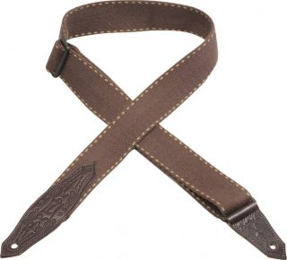 Levy's MG26EECF Tan Leather Guitar Strap Christian Fish