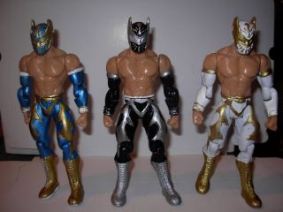 WWE Lot of 3 Sin Cara Mistico Toy Action Figures Luchador Blue White Black