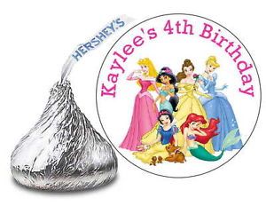 108 Disney Princess Birthday Party Favors Hershey Kiss Labels