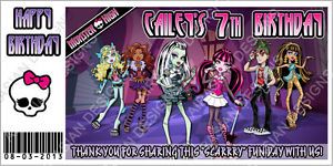 20x Monster High Waterproof Ghoul Birthday Party Favors Water Bottle Labels