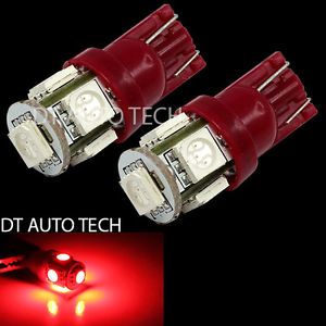Red T10 921 Interior License Plate SMD Light Bulbs 5 LED
