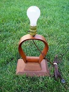 Vintage Wooden Stirrup Lamp Cowboy Western Lighting Antique Table Lamp