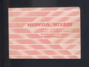 Honda MTX80R 1985 Owners Manual Handbook MTX80 MTX 80 R RF Trail Bike HD08