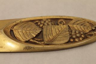 Antique Art Deco Gilt Bronze Letter Opener Signed H Risch Wonderful