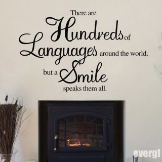 Smile Speaks Languages Quote Art Vinyl Wall Stickers Decals Marul Room Decor