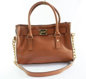 Michael Kors New Light Brown Gold Hamilton Luggage Leather Satchel Handbag $298