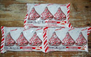 3 Bags Hershey's Kisses Peppermint Candy Cane Limited Edition 10 oz Each