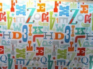 Alphabet Fonts Number Symbols Fabric Shower Curtain Novelty ABC 123 Bright Multi