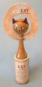 New Brown Colored Plastic Cat Shaped Lint Roller Pet Hair Remover w 80 Sheets
