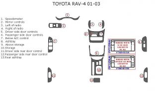 Toyota Rav 4 RAV4 Rav 4 Interior Wood Dash Trim Kit Set 2001 2002 2003 2004 2005