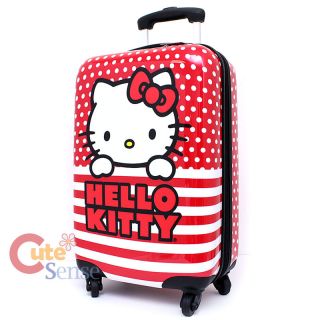 Sanrio Hello Kitty 20" Hard Case Luggage Suit Case Trolley Bag Red Stripe Dots