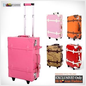 Hi Korean Fashion Classic Luggage Vintage Faux Leather Cute Travel Bags Suitcase