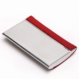 Red Leather Skin Business Credit ID Card Case Holder