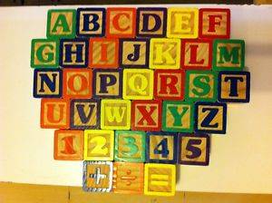 Wooden Blocks ABC 123 Math Symbols Punctuation GUC Upper Lower Case Letters