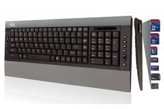 Slimmedia Pro Compact Size Multimedia Keyboard Built in Card Reader 2 USB Hubs