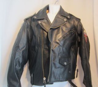 Avirex Black Leather Motorcycle Jacket Indian Rodeo M