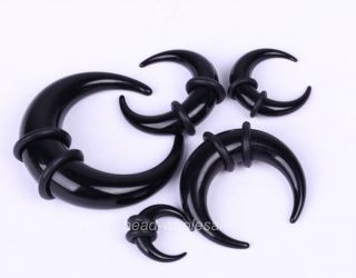 Fashion Black Horn Pincher Curved Ear Expander Taper Plug Stretcher Body Jewelry