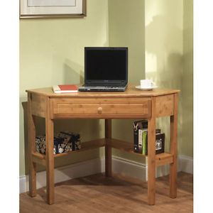 Bamboo Finished Corner Office Computer Work Desk New