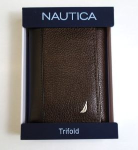 Mens Brown Leather Trifold Wallet