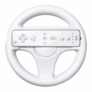 White Racing Steering Wheel Controller for Nintendo Wii Mario Kart Racing Games