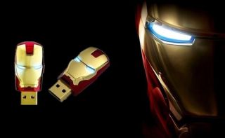2013 Hot Fashion Avenger Iron Man Light Up USB 2 0 Flash Memory Disk Drive 128GB
