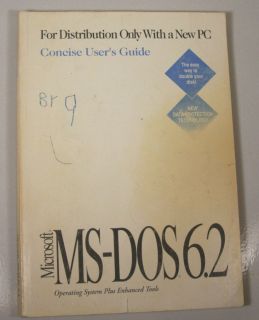 Microsoft MS Dos 6 2 Operating System Plus Enhanced Tools Book