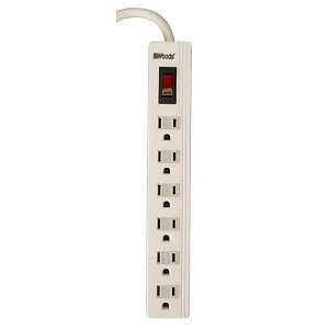Home Power Strip Office Electric 3' Cord 6 Outlets Sliding Safety Covers