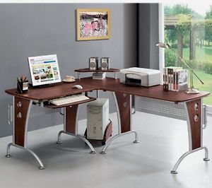 New L Shape Computer Desk Workstation Corner Work Station Table Shelf Holder