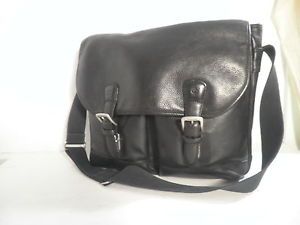 Timberland Thick Black Leather Book Bag Messenger Bag Laptop Bag