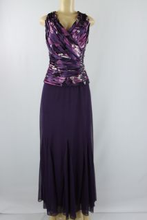 Patra Women Dress Full Length Sleeveless Purple Multicolored Size 18