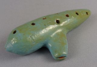 1900's Antique Folk Glazed Ceramic Pottery Musical Wind Instrument Flute Ocarina