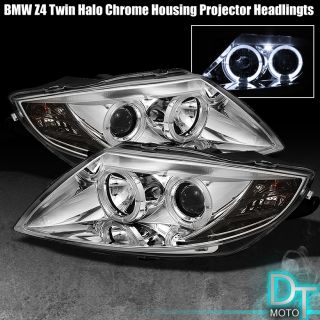 03 08 BMW Z4 Dual LED Halo Projector Clear Headlights Lights Lamps Left Right