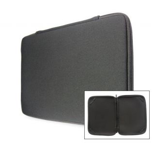 Pure Black 13" 13 3" Netbook Laptop Sleeve Bag Soft Case Cover w 4 Strap