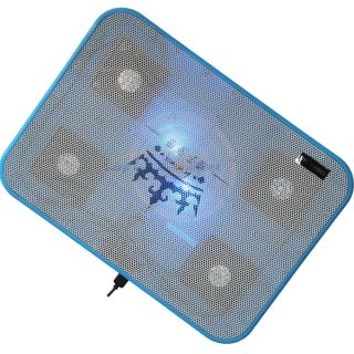 New USB 5 Fans Cooler Cooling Pad with Blue LED for 14" to 17" Laptop PC Blue