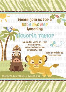 Lion King Simba Personalized Custom Baby Shower Digital Invitation Printable