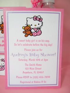 Hello Kitty Baby Shower PDF CD Invitation Favors Gum Wrappers Banner Decorations
