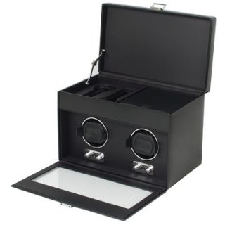 Wolf Designs Heritage Module 2.1 Double Watch Winder with Cover and Watch Storage in Black & Reviews