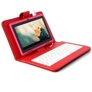 Pink 7" Google Android 4 0 Tablet PC Touch Screen 4GB WiFi Red Keyboard Case
