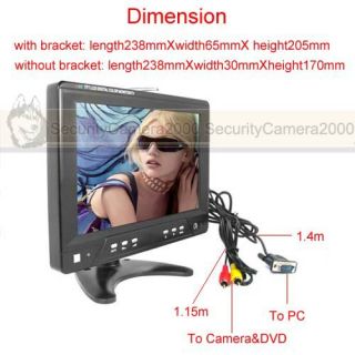 9 2'' TFT LCD Digital Color TV PC Monitor CCTV Security
