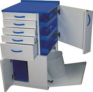 Dental Medical Lab Mobile Storage Cabinet Cart Multifunctional Drawers w Wheels