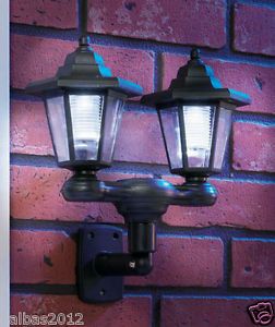 Twin Head Solar Power Wall Lights Home Security Outdoor Deck Patio Porch Light