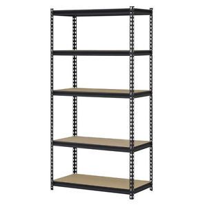 New Heavy Duty Metal Storage 5 Shelves Shelf Rack Garage Steel Shelving Black