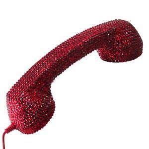 Red Crystal Rhinestone Snooki Couture Retro Phone Handset for Phones Tablets